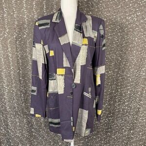 Vintage Russell Scott Signature Abstract Art To Wear Blazer Women's 12
